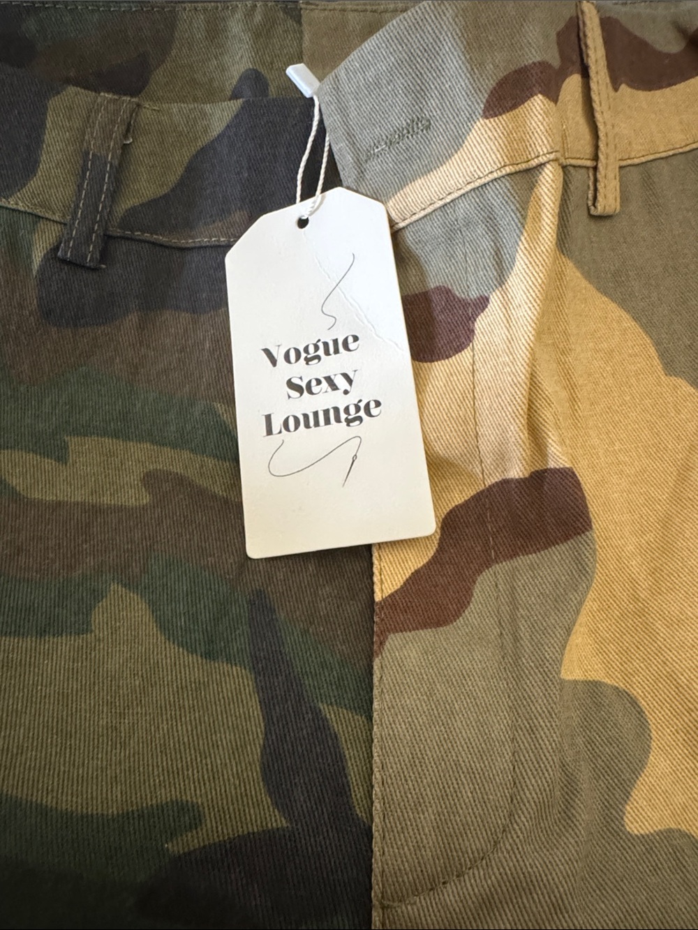 Two-Tone Camo & Tan Cargo Joggers - Women's Track Pants - Picture 2 of 2